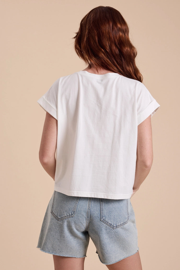 Round Neck Cuffed Sleeve Top