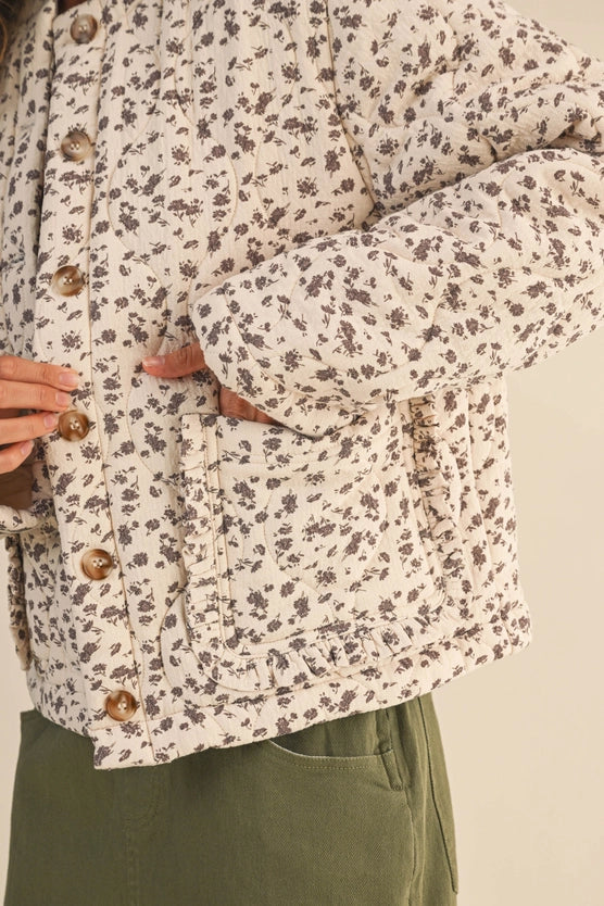 Ditsy Flower Print Padded Jacket