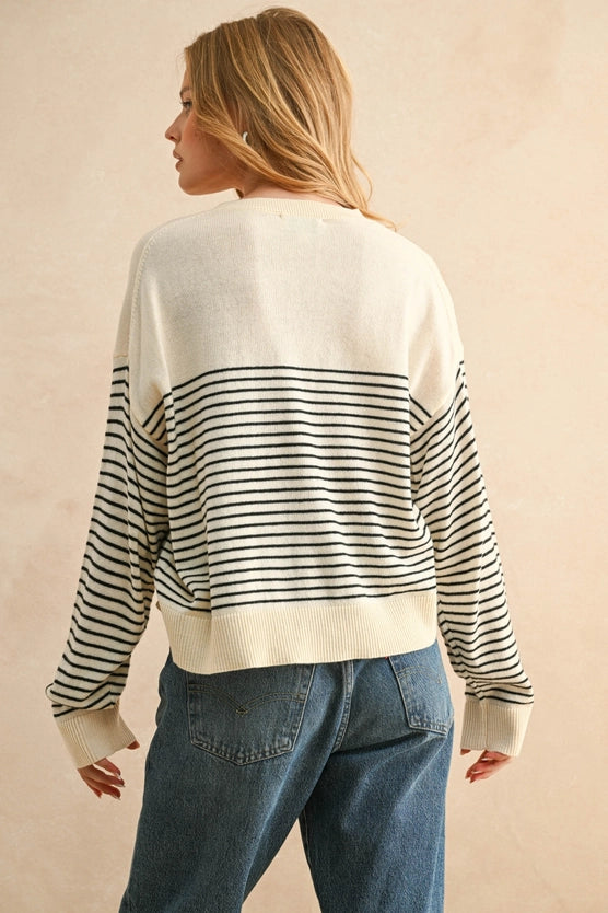 Stripe Pattern Sweater Knitted Top