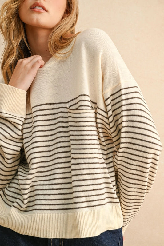Stripe Pattern Sweater Knitted Top
