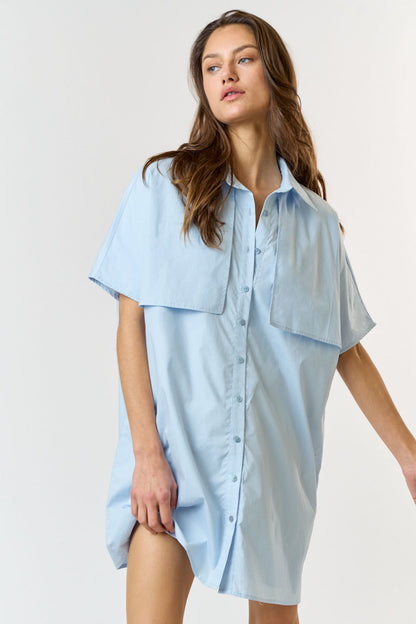 Collared Button Down Shirt Dress