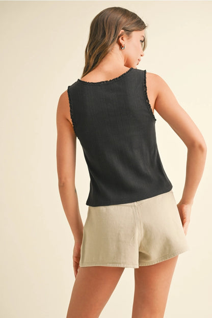 Pointelle Fabric with Mini Ruffle Top