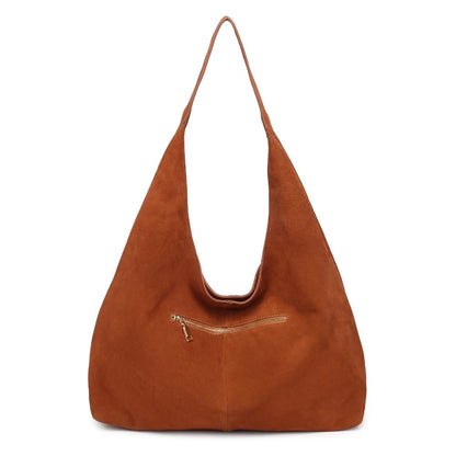 Amber Genuine Suede Leather Hobo