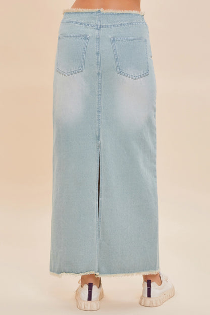 Back Slit Maxi Denim Skirt