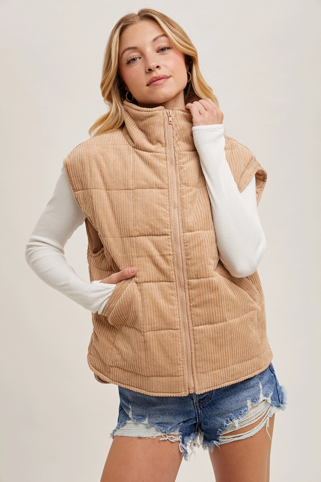 Corduroy Quilted Puffer Vest