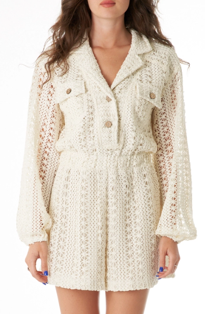 Crochet Long Sleeve Romper