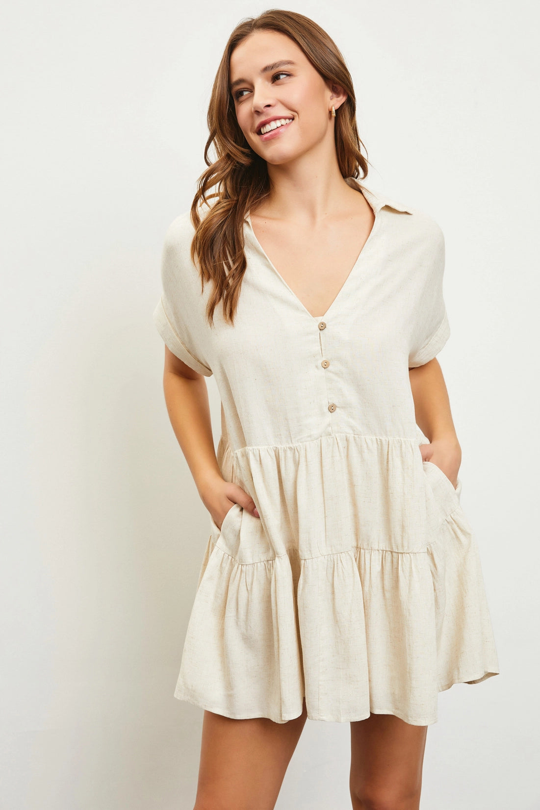 Button Tiered Dress