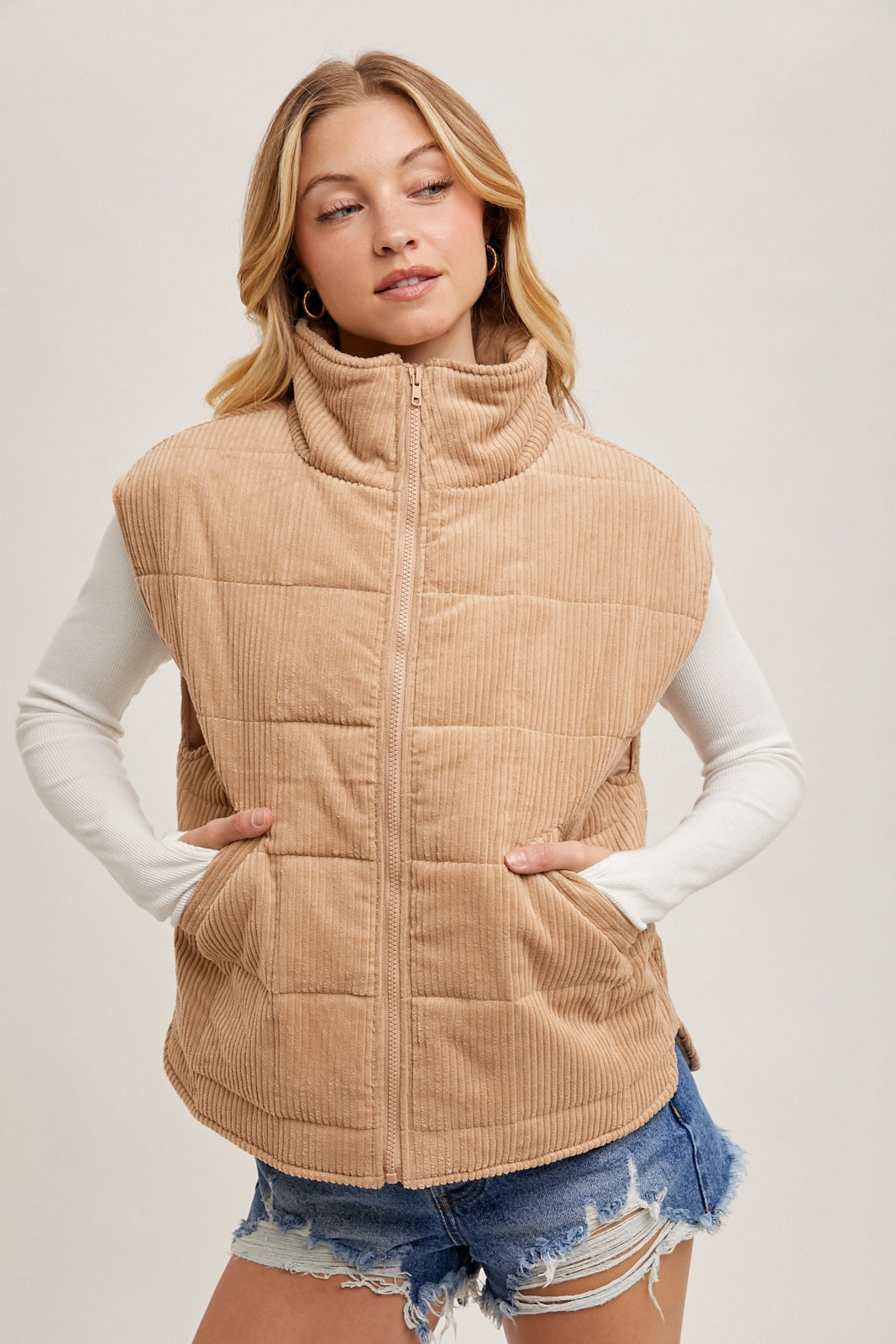 Corduroy Quilted Puffer Vest