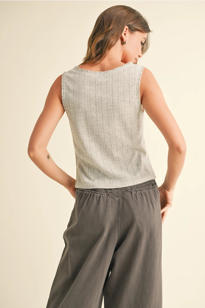 Pointelle Fabric with Mini Ruffle Top