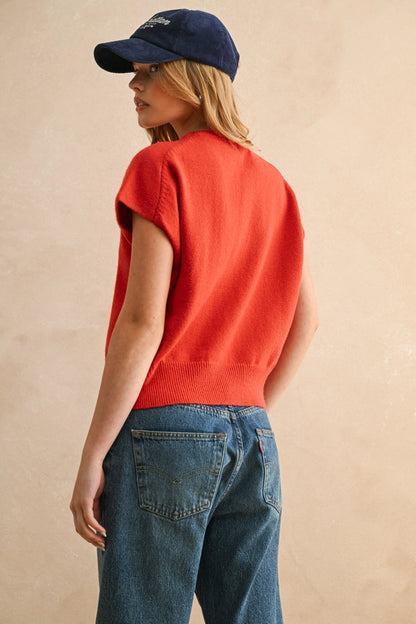 Loose Fit Short Sleeve Sweater Top