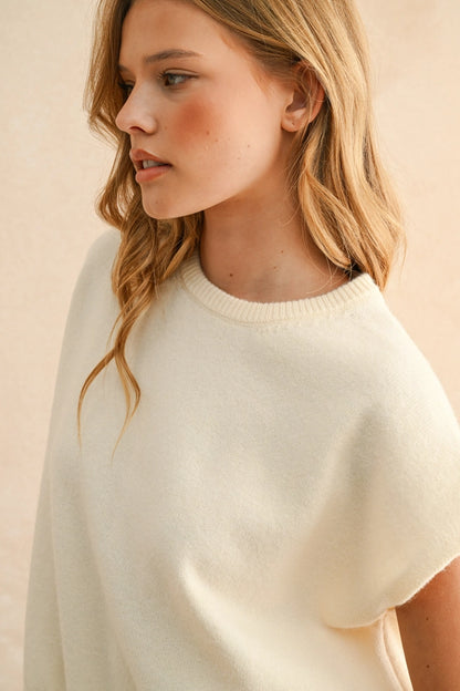 Loose Fit Short Sleeve Sweater Top