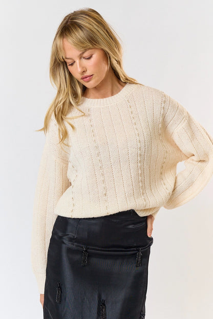 Contrast Stitch Long Sleeve Sweater Top