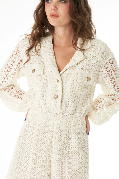 Crochet Long Sleeve Romper