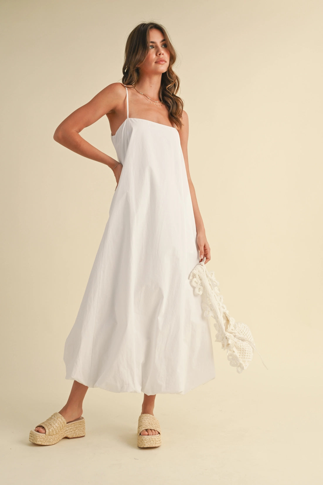 Bubble Hem Sleeveless Relaxed Fit Midi