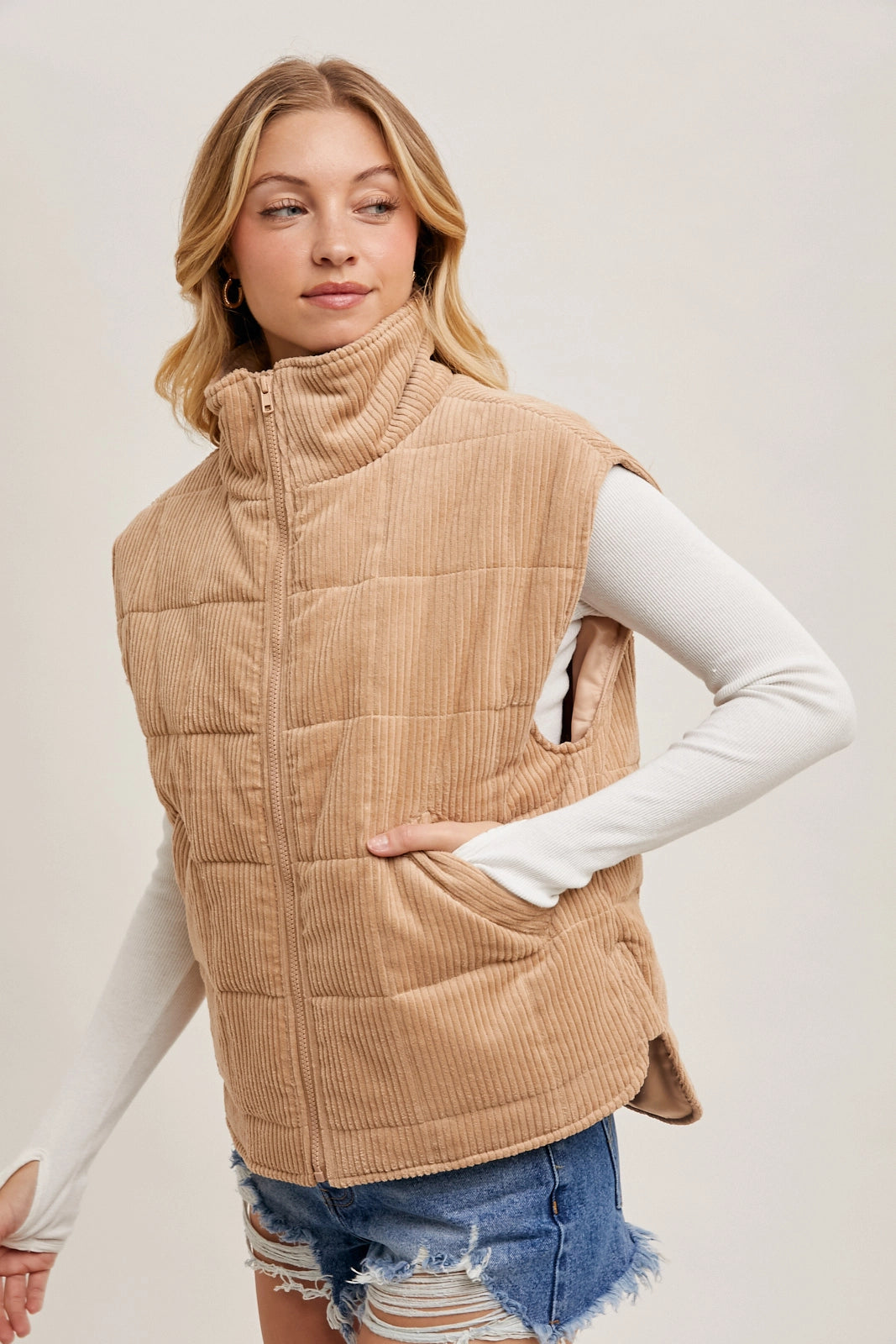 Corduroy Quilted Puffer Vest