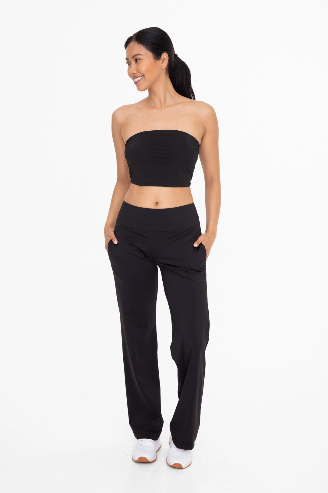 Nylon Blend Tailored Pants