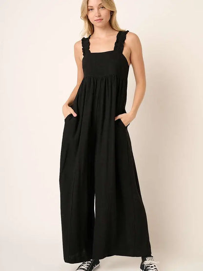 Ruffle Detail Wide Leg Jumpsuit