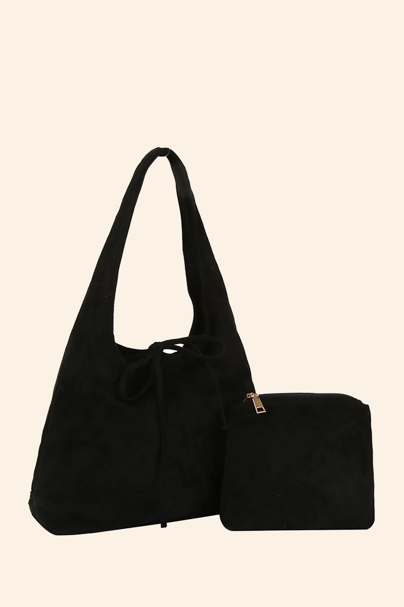 Faux Suede 2 in 1 Hobo Shoulder Bag