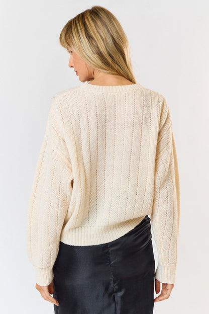 Contrast Stitch Long Sleeve Sweater Top