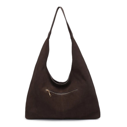 Amber Genuine Suede Leather Hobo