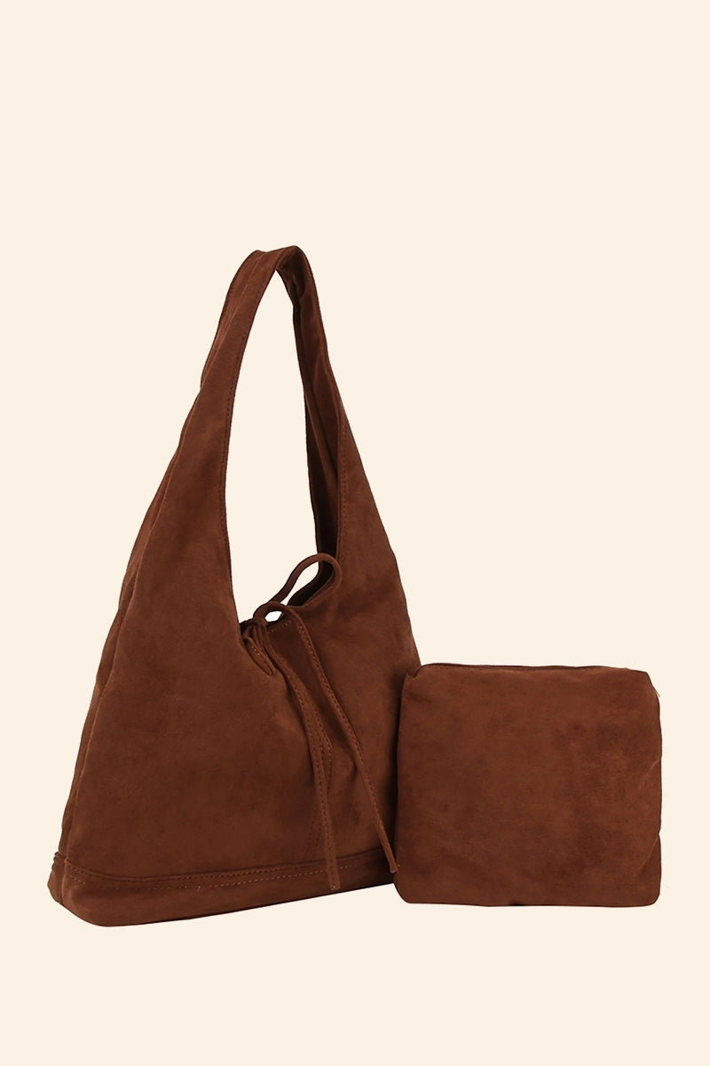 Faux Suede 2 in 1 Hobo Shoulder Bag