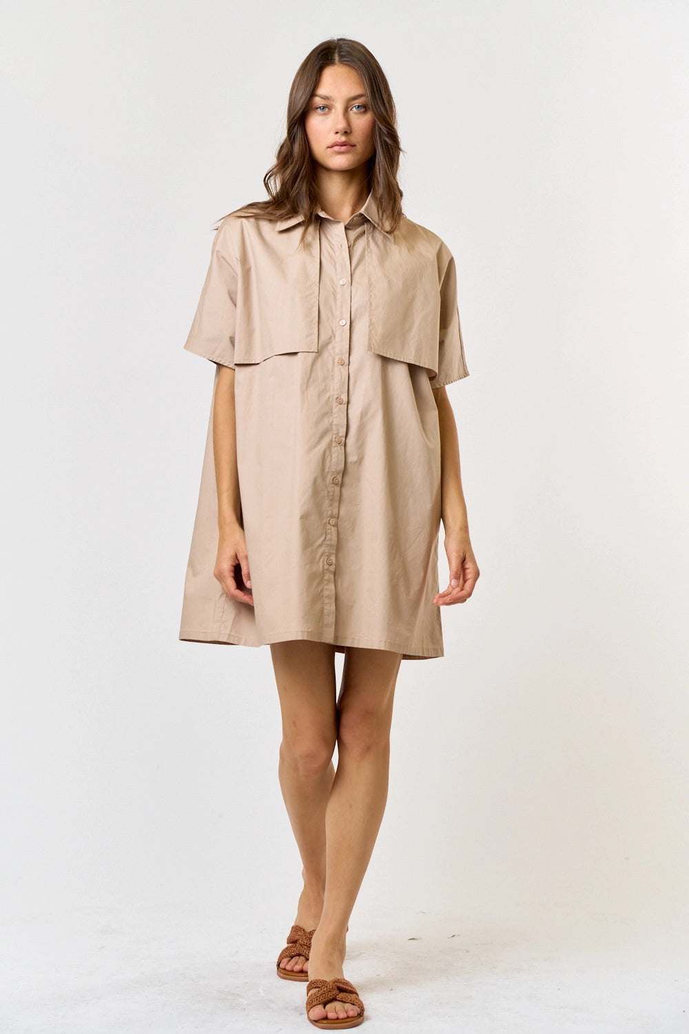 Collared Button Down Shirt Dress