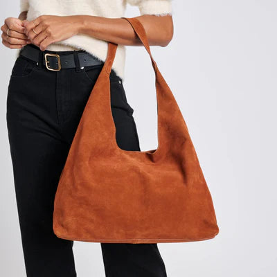 Amber Genuine Suede Leather Hobo