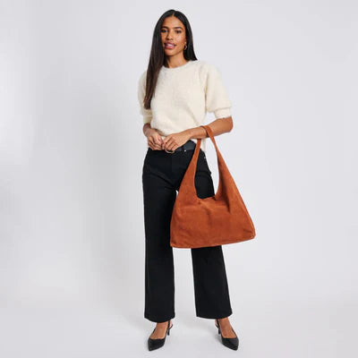 Amber Genuine Suede Leather Hobo