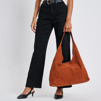 Amber Genuine Suede Leather Hobo