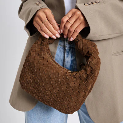 Autumn Woven Genuine Suede Leather Clutch